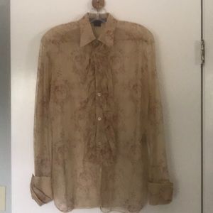 RALPH LAUREN Collection tan floral blouse